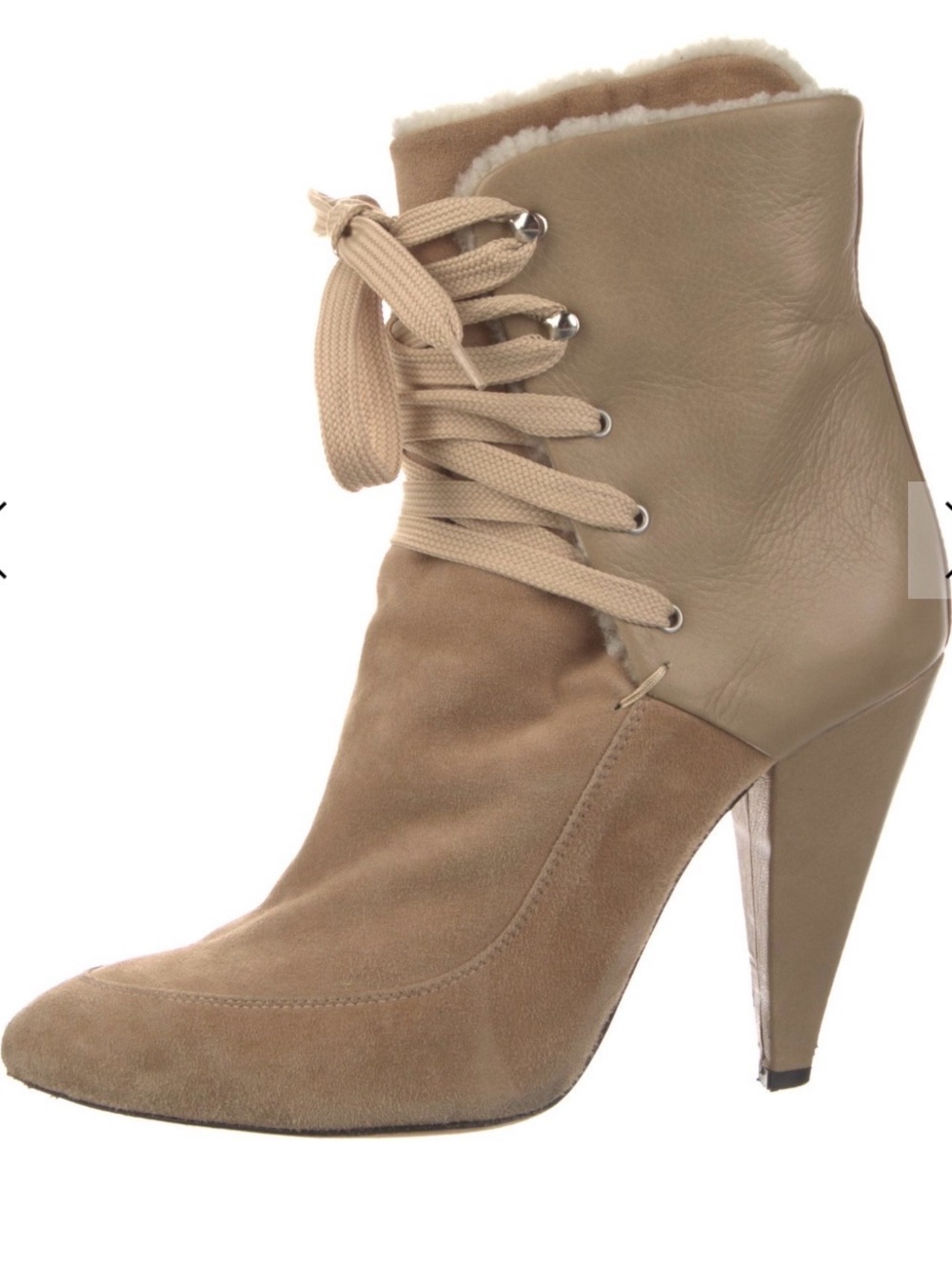 IRO Taupe Suede & Leather Lace-Up Ankle Bootie